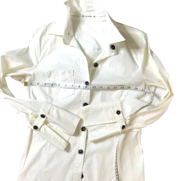 MARC CAIN Women White Sculptural Tunic Shirt Dress Jacket Tailored Minimalist M - Picture 6 of 13